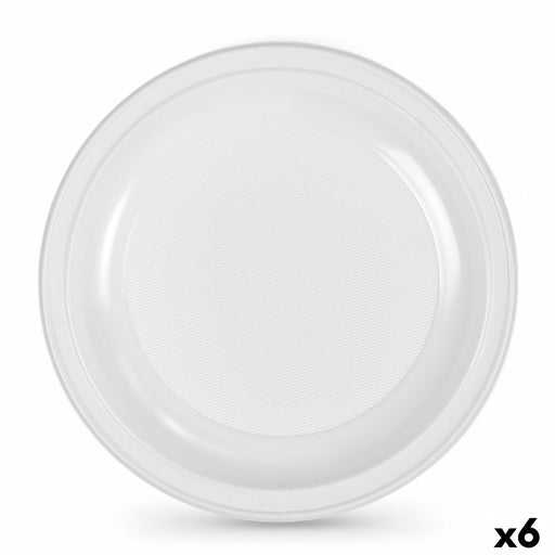 Set of reusable plates Algon Circular White Plastic 25 x 25 x 2,5 cm (6 Units)