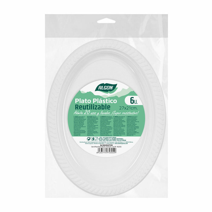 Set of reusable plates Algon White Plastic Oval 27 x 21 x 2 cm (36 Units)