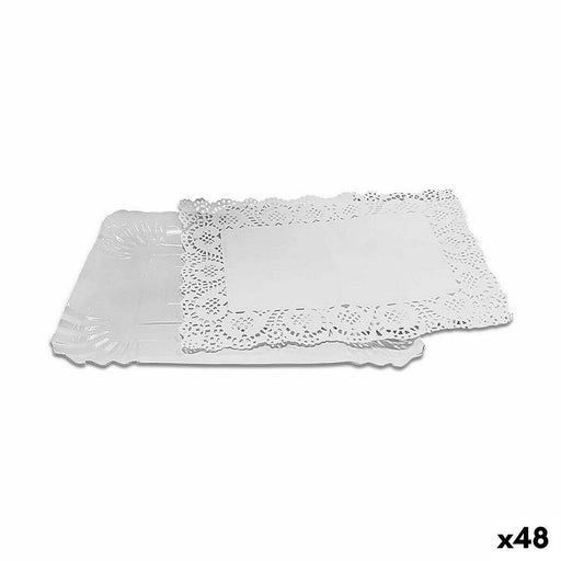 Food Tray Set Algon White Rectangular 4 Pieces 15 x 22 x 1 cm (48 Units)