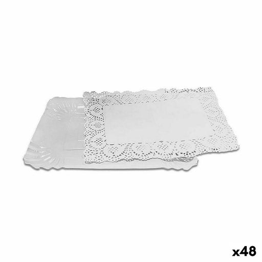 Food Tray Set Algon White Rectangular 2 Pieces 23 x 29,5 x 1 cm (48 Units)