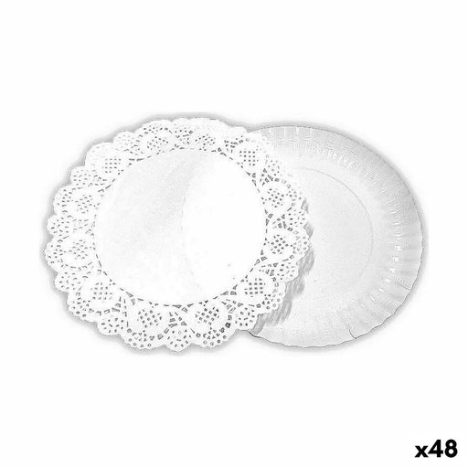 Food Tray Set Algon Circular White 3 Pieces 21 x 21 x 1 cm (48 Units)