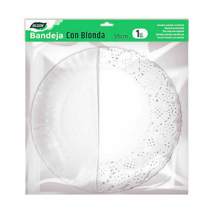 Snack tray Algon Circular White 35 x 35 x 2 cm (48 Units)