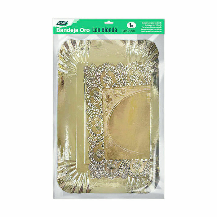 Snack tray Algon Golden Rectangular (48 Units)