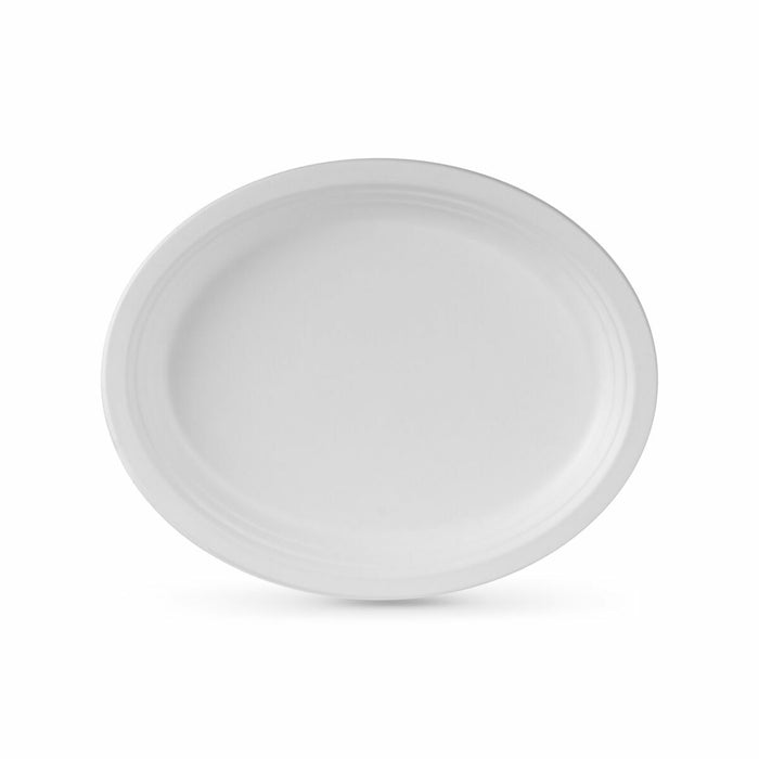 Plate set Algon Disposable White Sugar Cane Oval 26 cm (24 Units)