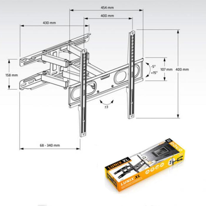 TV Wall Mount with Arm Axil 0593E 26"-65" 30 Kg Black