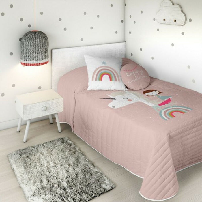 Reversible Bedspread Haciendo el Indio Unicorn Pink