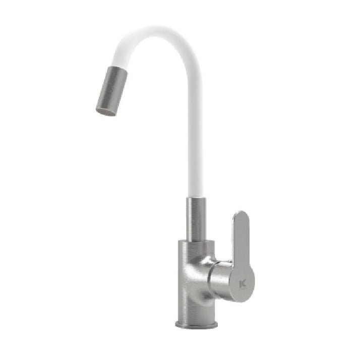 Single Handle Sink Mixer Tap White Stainless steel Brass