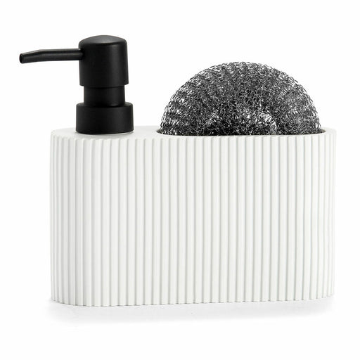 2-in-1 Soap Dispenser for the Kitchen Sink Andrea House CC71086 White Resin Scourer 16 x 5 x 15 cm 300 ml