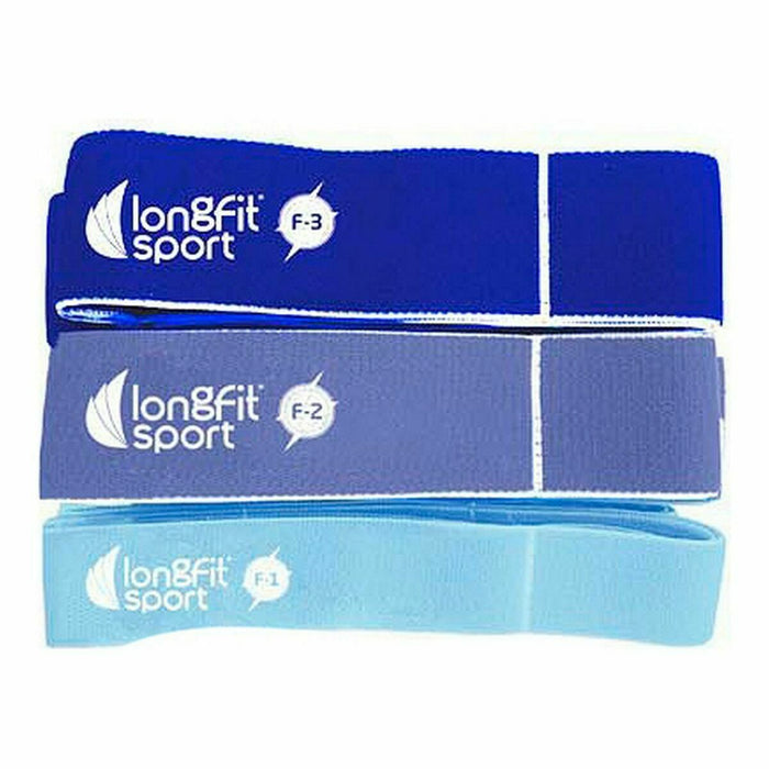 Elastic Resistance Bands LongFit Sport   Blue 3 Pieces (6 Units)