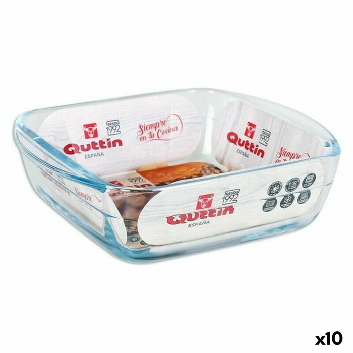 Serving Platter Quttin 66603 1,1 L Glass Squared 1,1 L 19,7 x 16,8 x 5,6 cm (10 Units)