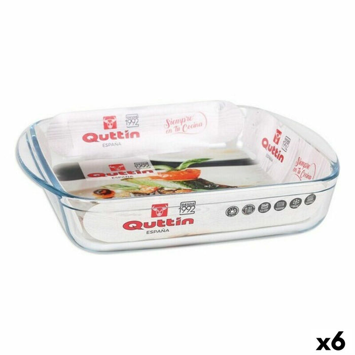 Serving Platter Quttin 63081 1,6 L Glass 25 x 21,9 x 5 cm (6 Units)