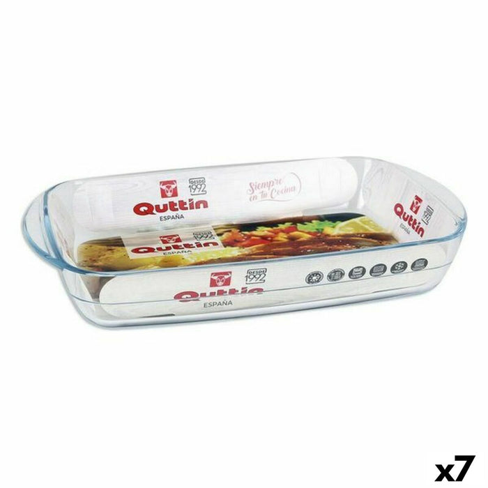 Serving Platter Quttin 65810 2,2 l Glass Rectangular 32,5 x 20,2 x 5,2 cm (7 Units)