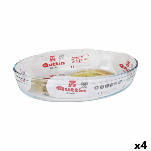 Oven Dish Quttin   Transparent 2,2 L Glass Oval 30,1 x 20,9 x 6,3 cm (4 Units)