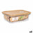 Rectangular Lunchbox with Lid Santa Clara   Bamboo Borosilicate Glass Rectangular 600 ml (6 Units)