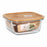 Square Lunch Box with Lid Santa Clara   Bamboo Borosilicate Glass 550 ml 14 x 14 x 6 cm (6 Units)