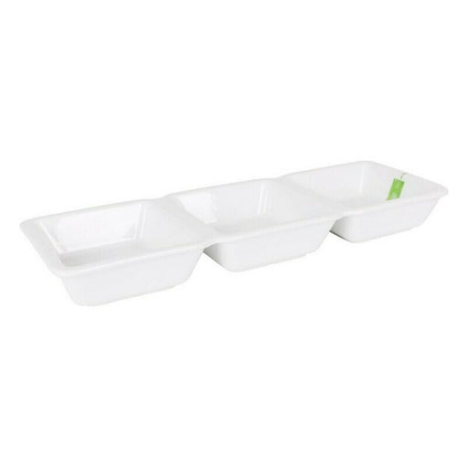 Tray with Compartments Yummy Aperitif Porcelain (29,3 x 9,5 x 3,3 cm)
