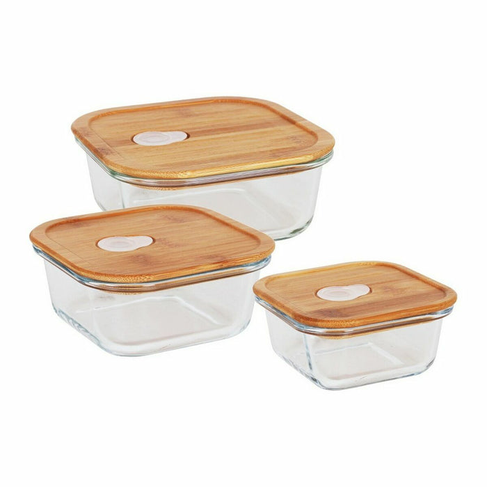 Set of 3 lunch boxes Quttin Squared Bamboo (6 Units)