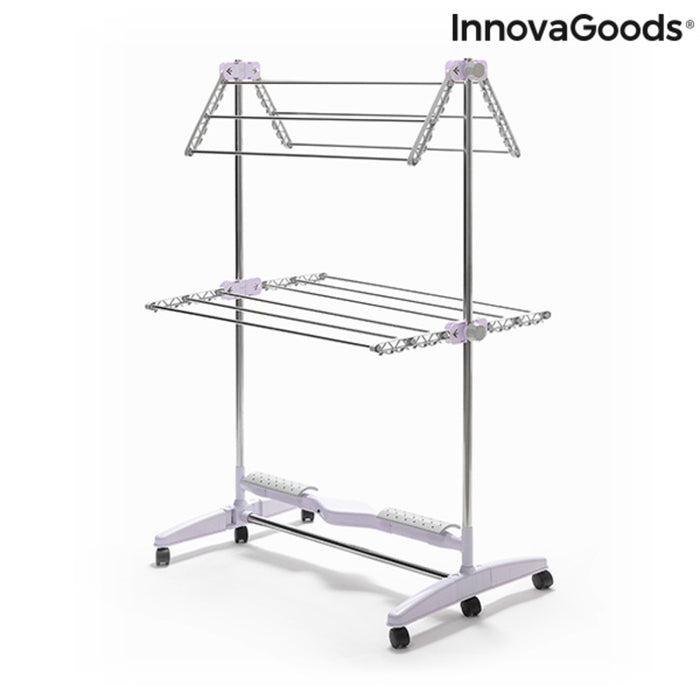 Folding Electric Drying Rack with Air Flow InnovaGoods Metal Aluminium White (Refurbished B)