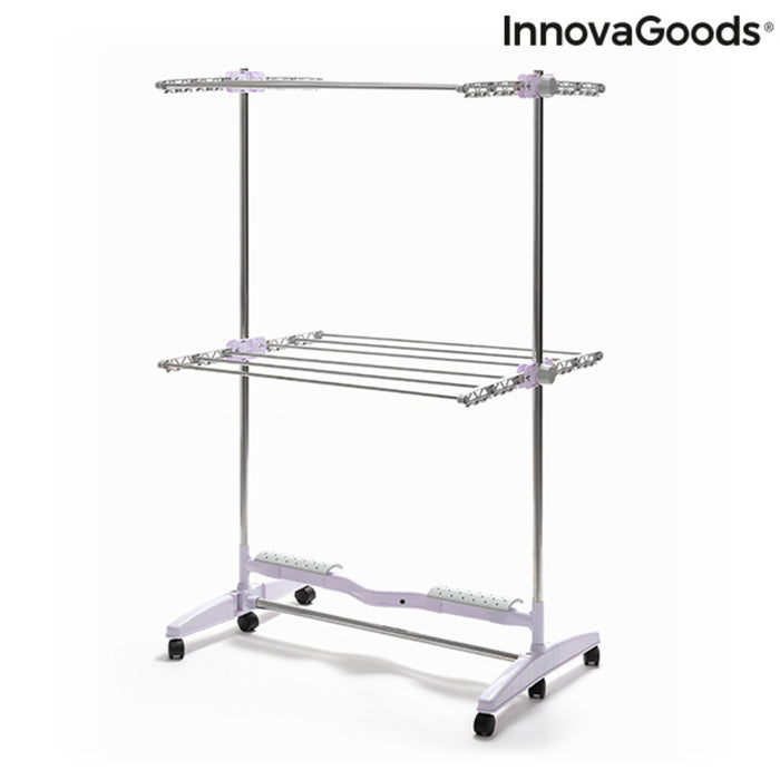 Folding Electric Drying Rack with Air Flow InnovaGoods Metal Aluminium White (Refurbished B)