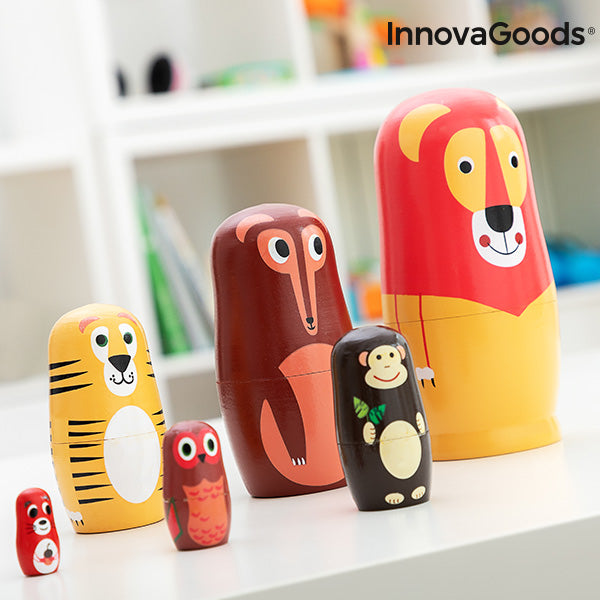 Matryoshka Wooden Animal Figures Funimals InnovaGoods 11 Pieces