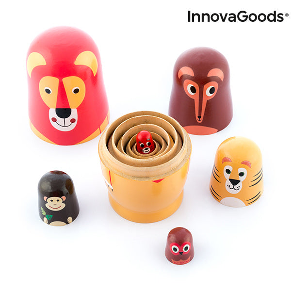 Matryoshka Wooden Animal Figures Funimals InnovaGoods 11 Pieces