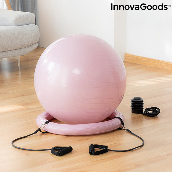 Yoga Ball with Stability Ring and Resistance Bands Ashtanball InnovaGoods