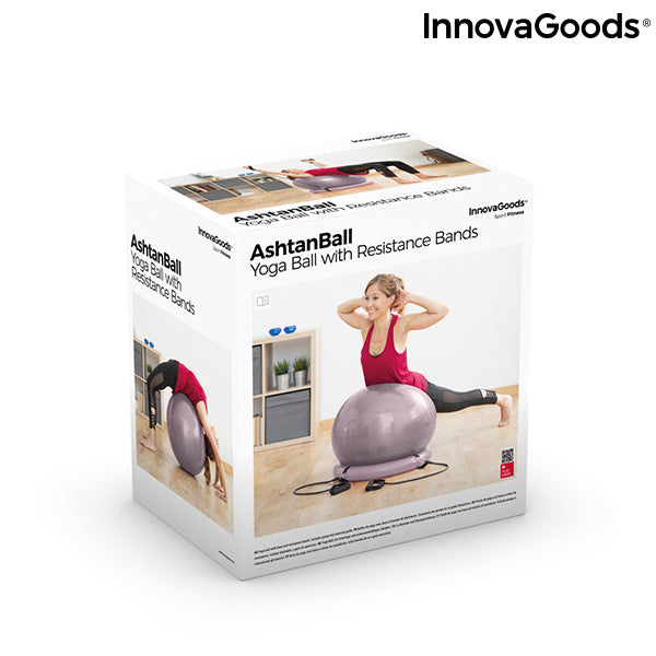 Yoga Ball with Stability Ring and Resistance Bands Ashtanball InnovaGoods