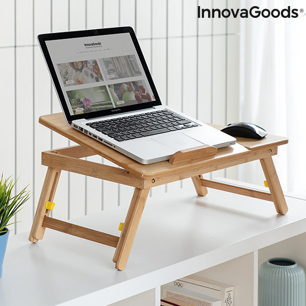 bamboo folding side table lapwood innovagoods