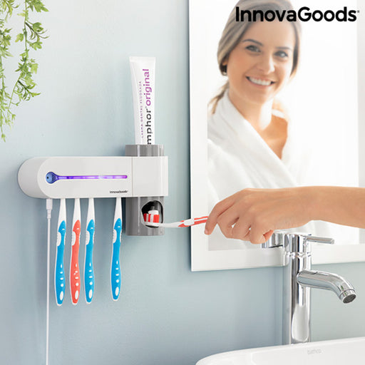 UV Toothbrush Steriliser with Stand and Toothpaste Dispenser InnovaGoods Smiluv White (Refurbished A)