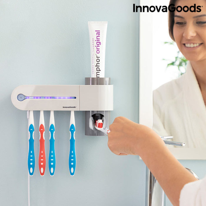 UV Toothbrush Steriliser with Stand and Toothpaste Dispenser InnovaGoods Smiluv White (Refurbished A)