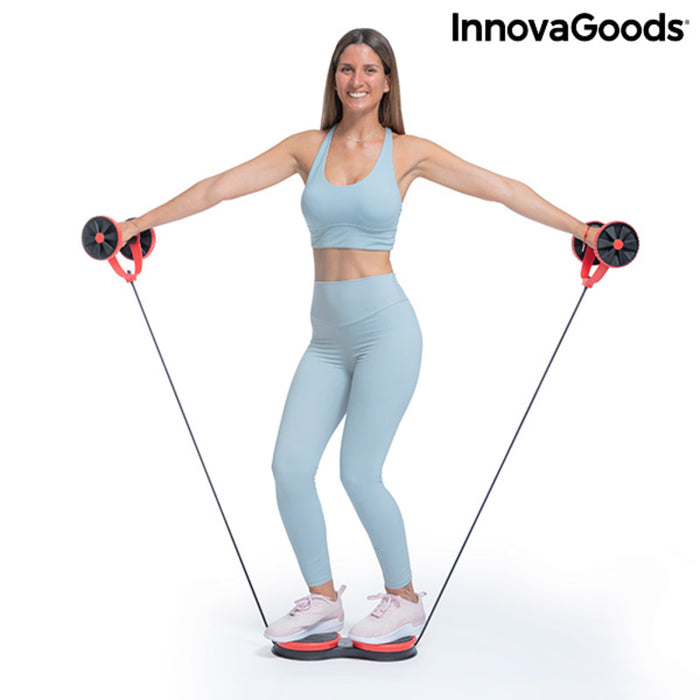 abdominal roller with rotating discs, elastic bands and exercise guide twabanarm innovagoods