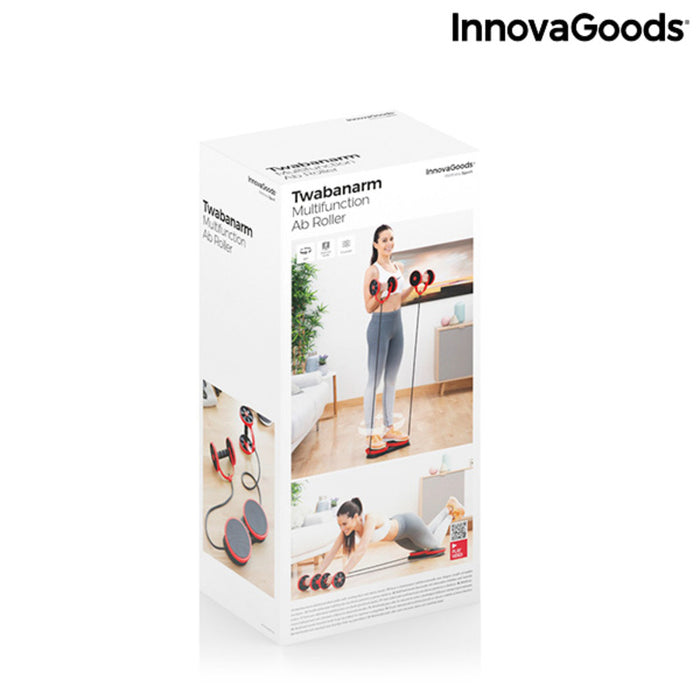 abdominal roller with rotating discs, elastic bands and exercise guide twabanarm innovagoods