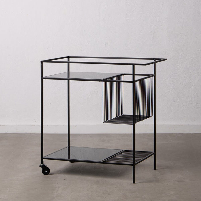 Kitchen Trolley 67 x 40 x 70 cm Crystal Black Metal