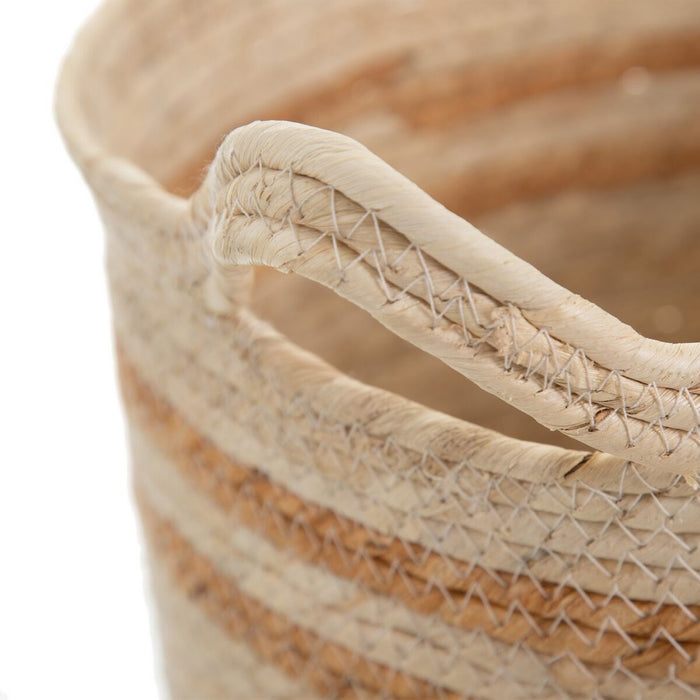 Set of Baskets Natural Beige 33 x 33 x 38 cm Natural Fibre (3 Pieces)