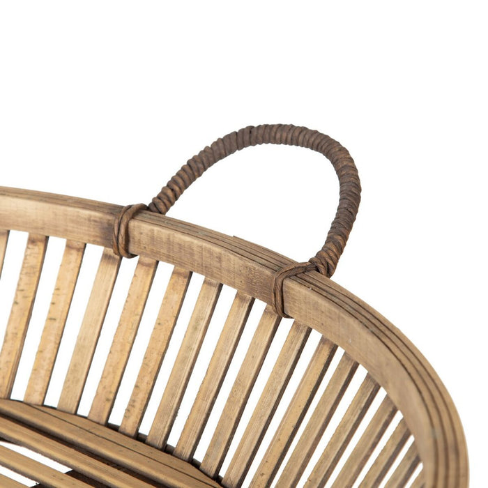 Snack tray 50 x 50 x 9,5 cm Natural Rattan (2 Units)