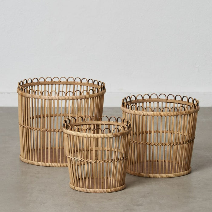 Set of Baskets 36 x 36 x 31 cm Natural Rattan (3 Pieces)