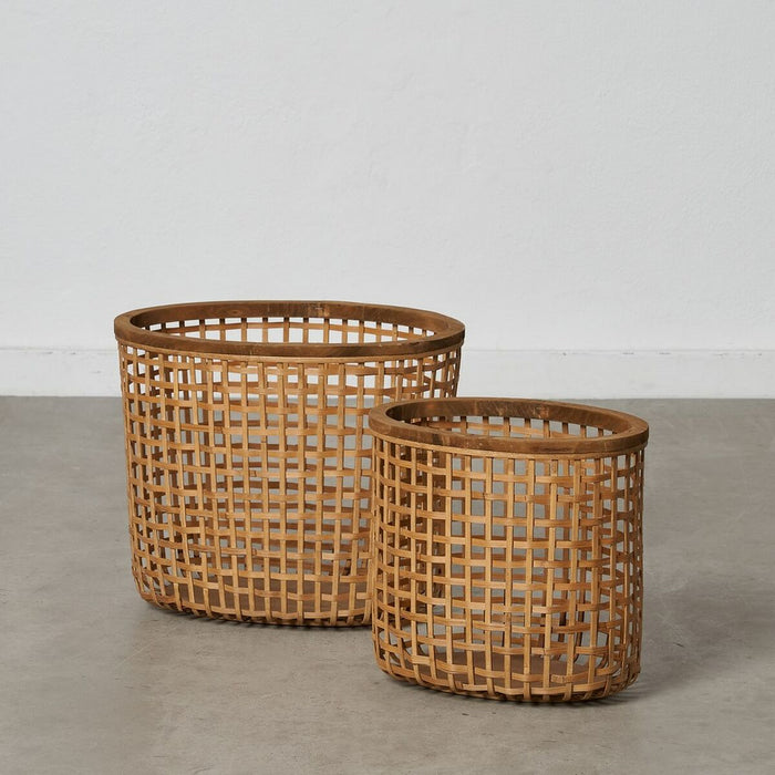 Set of Baskets 44 x 30 x 35 cm Natural Rattan (2 Pieces)