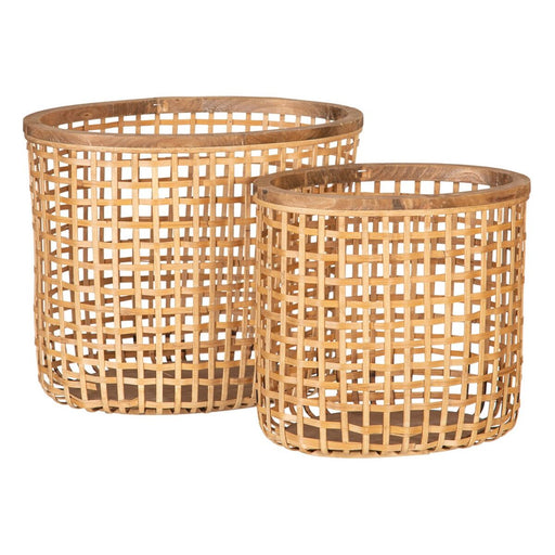 Set of Baskets 44 x 30 x 35 cm Natural Rattan (2 Pieces)