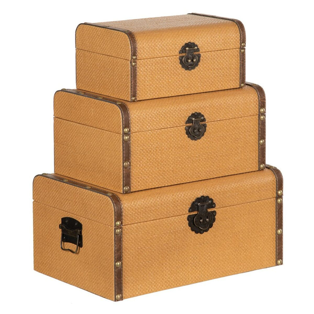 Set of Chests 45 x 30 x 22 cm Rattan DMF (3 Pieces)