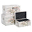 Set of Chests 65 x 38 x 35 cm Flowers Canvas DMF (3 Pieces)