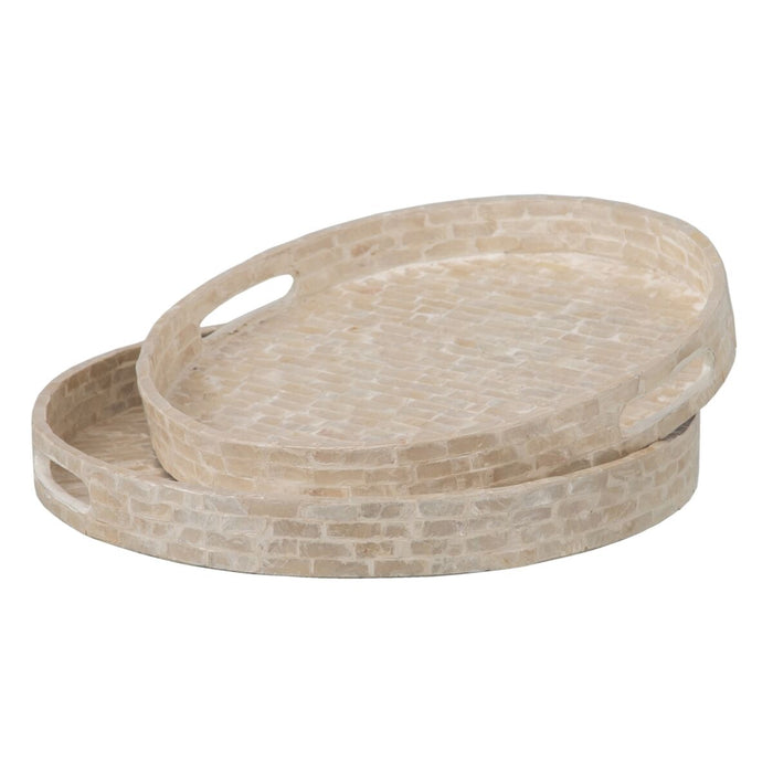 Snack tray 40 x 40 x 5 cm White Mother of pearl (2 Units)