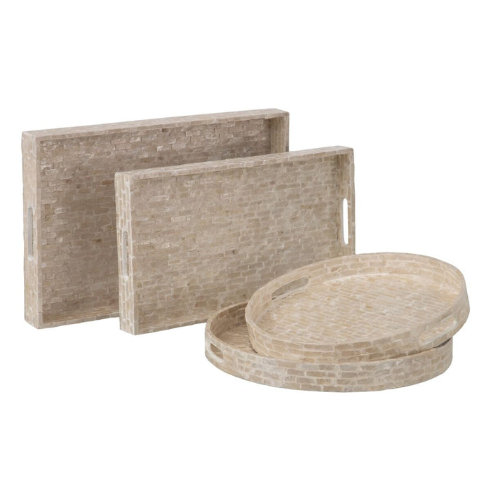 Snack tray 40 x 40 x 5 cm White Mother of pearl (2 Units)