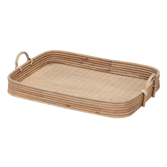 Snack tray 64,5 x 42 x 11 cm Natural Rattan 3 Pieces