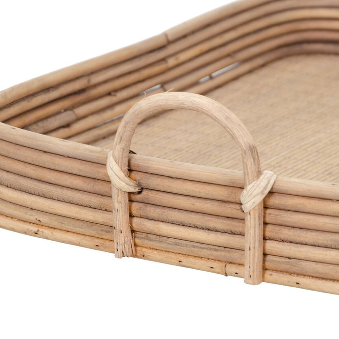 Snack tray 64,5 x 42 x 11 cm Natural Rattan 3 Pieces