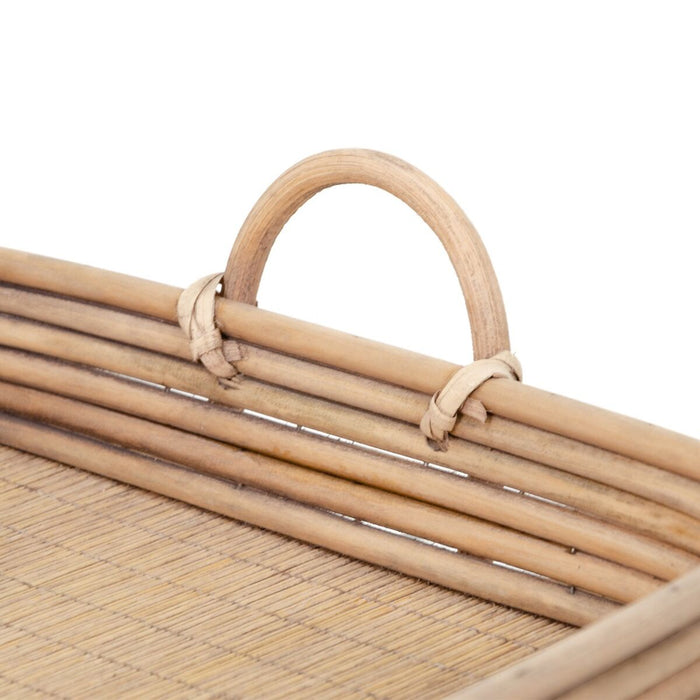 Snack tray 64,5 x 42 x 11 cm Natural Rattan 3 Pieces