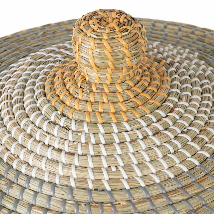 Set of Baskets Grey Natural Marine algae Natural Fibre 38 x 38 x 58 cm (2 Pieces)