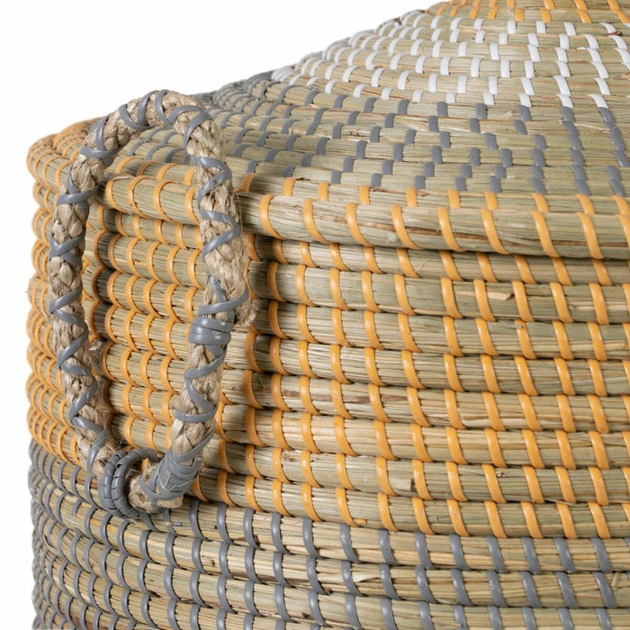 Set of Baskets Grey Natural Marine algae Natural Fibre 38 x 38 x 58 cm (2 Pieces)