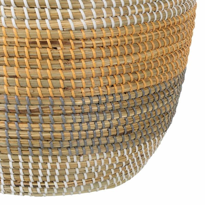 Set of Baskets Grey Natural Marine algae Natural Fibre 38 x 38 x 58 cm (2 Pieces)