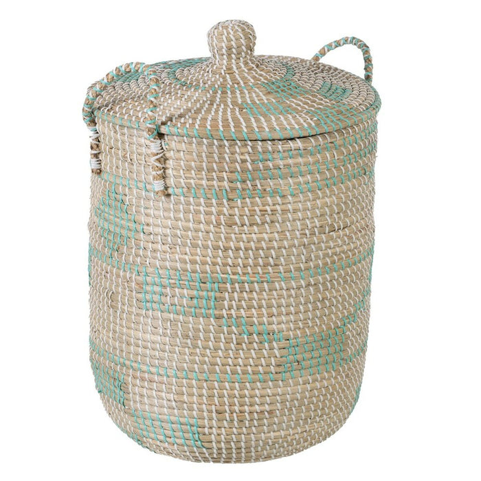 Set of Baskets Natural Grey Natural Fibre 38 x 38 x 58 cm (2 Pieces)