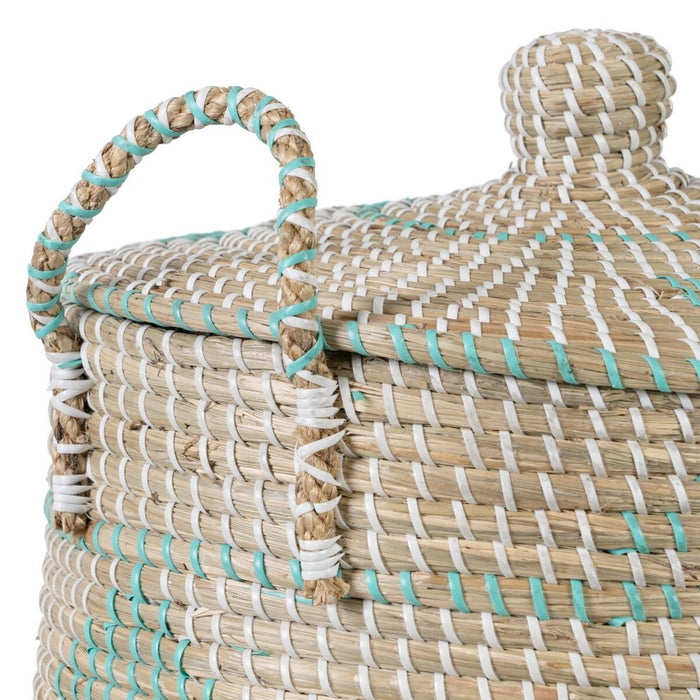 Set of Baskets Natural Grey Natural Fibre 38 x 38 x 58 cm (2 Pieces)